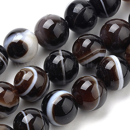 Natural Striped Agate/Banded Agate Beads Strands G-S259-04A-12mm-1