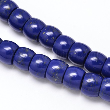 Drum Lapis Lazuli Beads Strands G-N0140-03-9x7mm-1