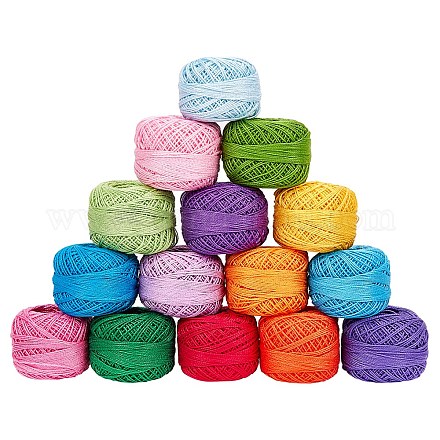 PH PandaHall 1312Y Perle Cotton Thread 15 Colors Cotton Yarn Threads Balls Size 5 Mercerized Cotton for String Art Crochet Stitch Quilting Hardanger Cross Stitch Needlepoint Hand Embroidery OCOR-WH0052-17-1