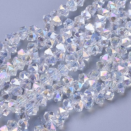 Chapelets de perles en verre électroplaqué EGLA-F145-A-AB01-1