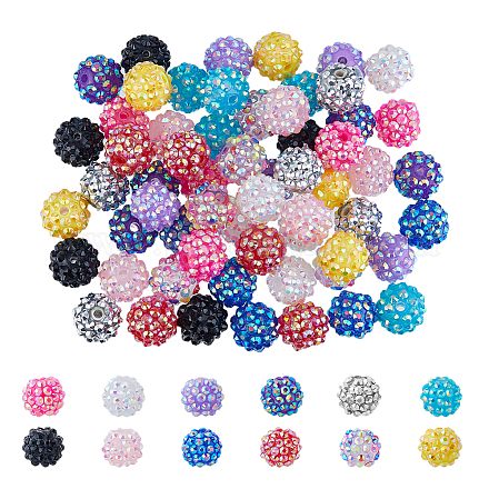 72шт 12 цвета смоляные бусины со стразами RESI-DC0001-37-1