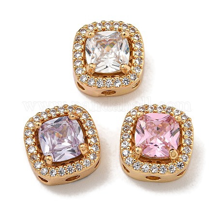 Латунные микро проложить кубического циркония бусы KK-U037-01G-01-1