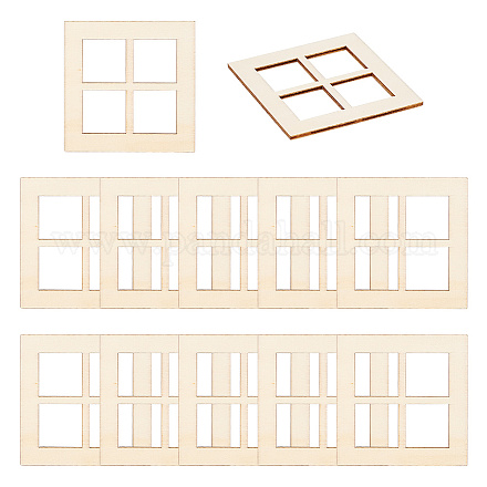 Mini-Puppenhaus-Fenstermöbelzubehör aus Holz DJEW-WH0015-112-1