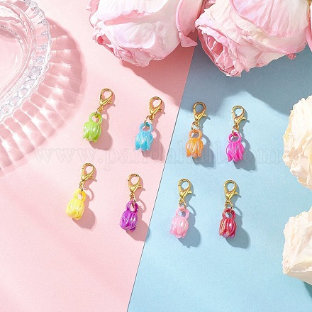 Цветочные акриловые подвесные украшения HJEW-JM04022-1