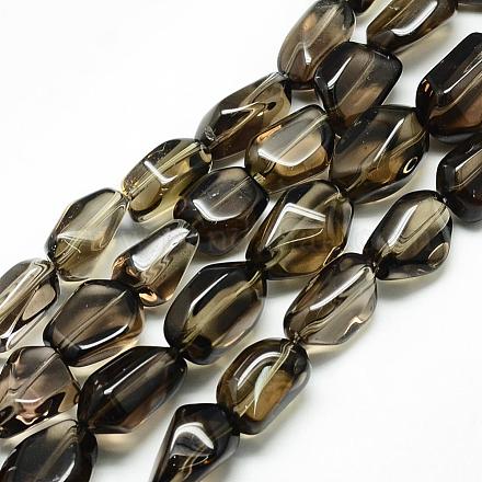 Chapelets de perles de quartz fumées naturelles G-R439-31C-1