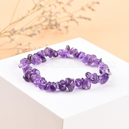 Аметист чипов растянуть браслеты BJEW-JB01308-03-1