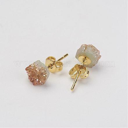 Druzy Quartz Crystal Stud Earrings EJEW-F082-02G-1