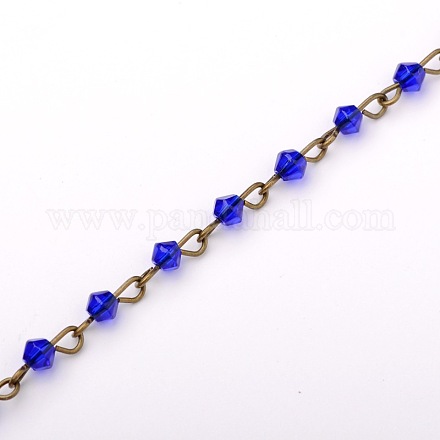 Handmade Bicone Glass Beads Chains for Necklaces Bracelets Making AJEW-JB00049-04-1