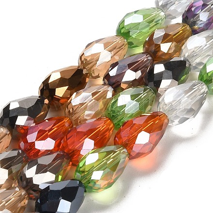 Fili di perle di vetro a goccia sfaccettate X-GS053-AB-1