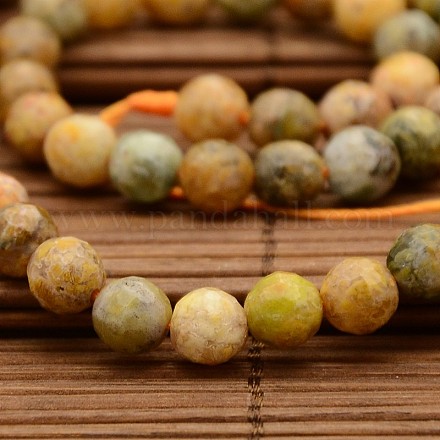 Natural Flower Agate Round Bead Strands G-N0078-F8mm-14-1