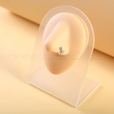 Кольца для носа Г-образной формы из хирургической нержавеющей стали 316L с микропаве из прозрачного кубического циркония WGEAB3E-06-1