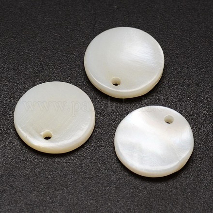 Freshwater Shell Flat Round Pendants SHEL-M008-06-1