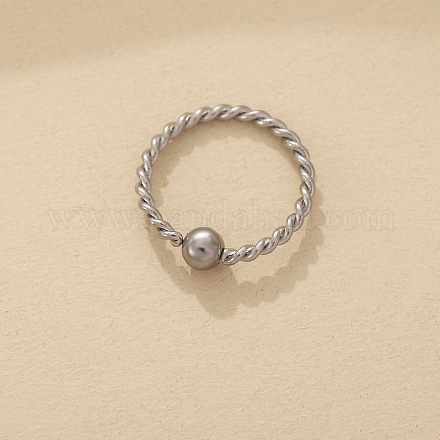 Кольца из нержавеющей стали с витыми бусинами для женщин и мужчин WG949CF-01-1