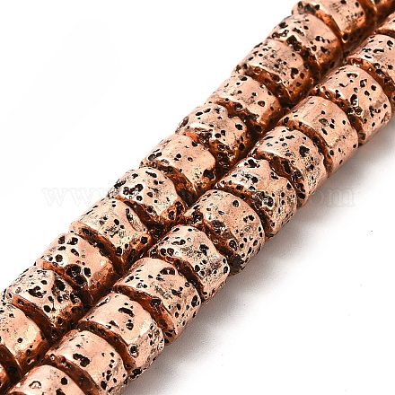 Electroplated Natural Lava Rock Beads Strands G-G984-12R-1