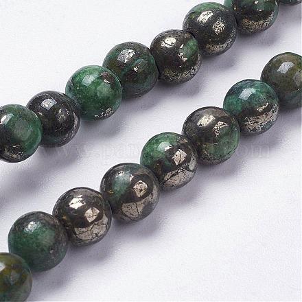 Chapelets de perles de pyrite naturelle  G-K181-12mm-H03-1