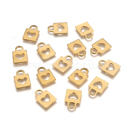 Padlock Ion Plating(IP) 304 Stainless Steel Charms STAS-L159-13G-1