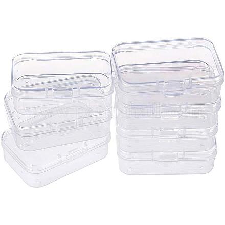 BENECREAT 18 pack rectangle Clear Plastic Bead Storage Case with Flip-Up Lids for Items CON-BC0004-12A-1