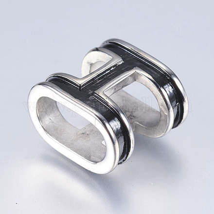 Fornituras pulsera de cuero superficie lisa de acero inoxidable 304 charms del esmalte de los abalorios de diapositivas STAS-I072-011P-1