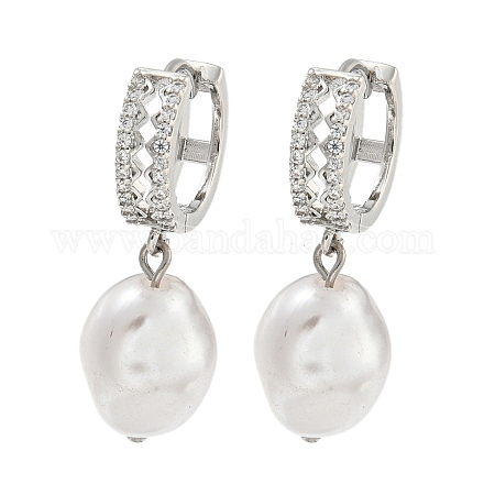 Серьга-кольцо из латуни с микропаве EJEW-C102-26B-P-1