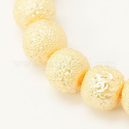 Textured Glass Pearl Beads Strands GLAA-S023-6mm-K10-1