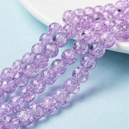 Spray Painted Crackle Glass Beads Strands CCG-Q002-8mm-04-1