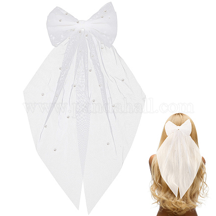 Organza Bridal Hair Bow Veil OHAR-WH0024-03-1