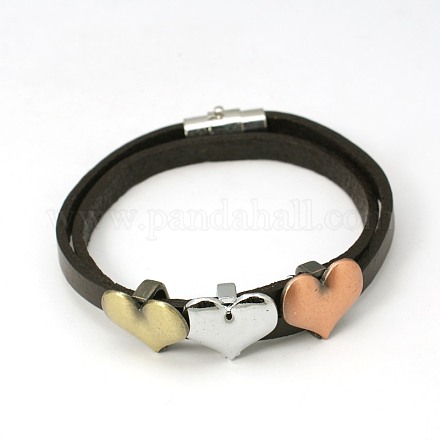 Doubles bracelets en cuir d'enveloppe X-BJEW-G313-3M-1