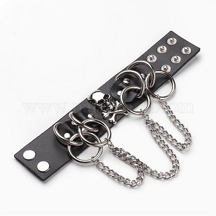 Punk Rock Style Cowhide Leather Rivet Bracelets BJEW-D438-06-1