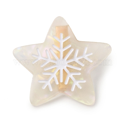 Estrella con pinzas para el pelo de cocodrilo de acetato de celulosa (resina) de copo de nieve PHAR-Q120-01C-1
