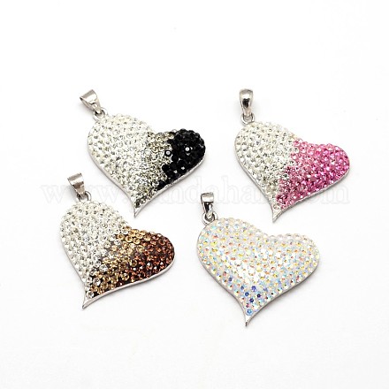 Mixed Style 925 Sterling Silver Polymer Clay Austrian Crystal Pendants SWARJ-O001-07-1