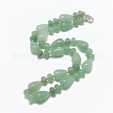 Природный зеленый авантюрин бисером ожерелья NJEW-S389-17-1