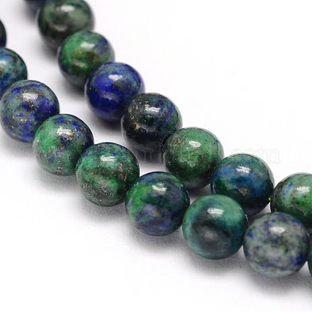 Natural Chrysocolla and Lapis Lazuli Beads Strands G-M279-08-4mm-1