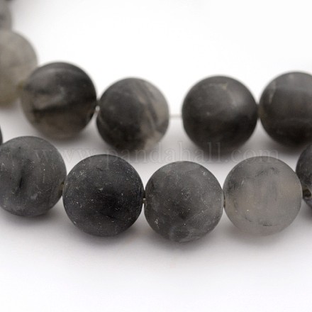Frosted Natural Cloudy Quartz Round Bead Strands G-M272-12-6mm-1