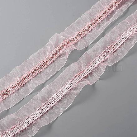Polyester Pleated Lace Trim OCOR-WH0060-36E-1