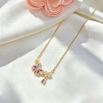 ANNA SUI バタフライK10 ゴールド　ルビー　ペンダントトップ 真鍮パヴェキュービックジルコニアフラワーバタフライペンダント304