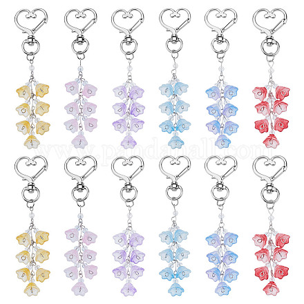 12шт 6 цвета ландыш стеклянный кулон украшение HJEW-NB00236-1