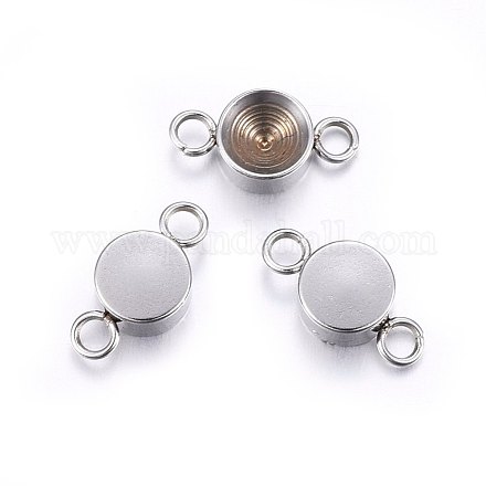 201 Stainless Steel Cabochon Connector Settings STAS-O107-03P-B-1