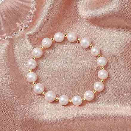 Браслеты из натуральных пресноводных жемчужин с круглыми бусинами для женщин BJEW-JB12126-1