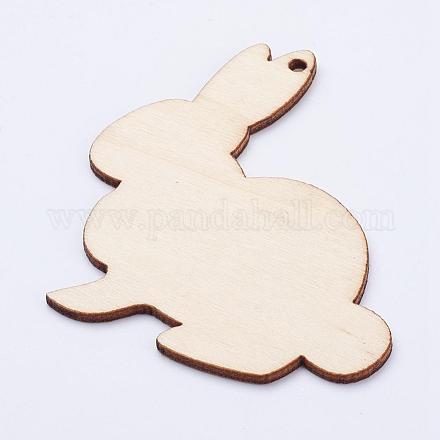 Pendentifs gros lapin en bois non teint WOOD-P010-02H-1