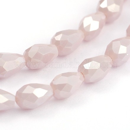 AB Color Plated Faceted Teardrop Glass Beads Strands EGLA-J060-AB02-1