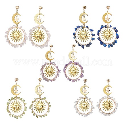 Винтажные серьги-гвоздики с драгоценными камнями EJEW-JE05807-1