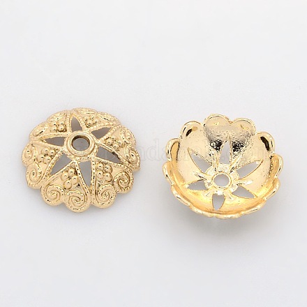 (Ausverkauf) Ausgefallene Perlenkappen aus nickelfreier und bleifreier hellgoldfarbener Legierung PALLOY-J471-61G-FF-1