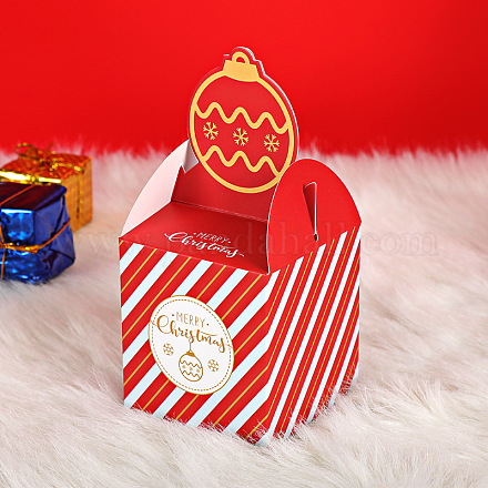 クリスマステーマキャンディギフトボックス  包装箱  クリスマスプレゼントスイーツクリスマスフェスティバルパーティー  レッド  18x8.5x8.5cm DIY-I029-07C-1