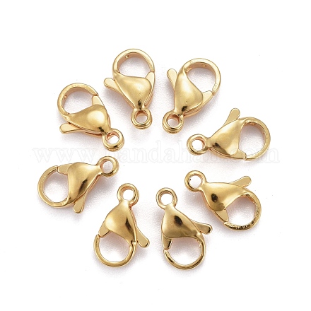 Vacuum Plating 304 Stainless Steel Lobster Claw Clasps X-STAS-H352-01D-G-1