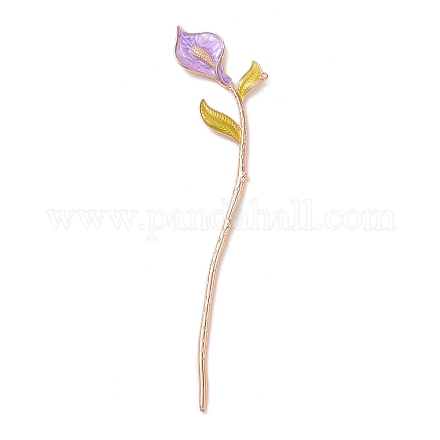 Alloy Enamel Flower Hair Sticks OHAR-PW0006-25G-1