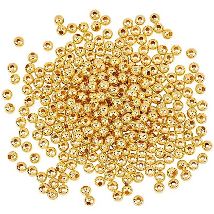 PandaHall Elite 800pcs 5mm Smooth Round Spacer Beads Iron Golden Seamless Loose Metal Beads for DIY Jewelry Making Findings IFIN-PH0023-79-1