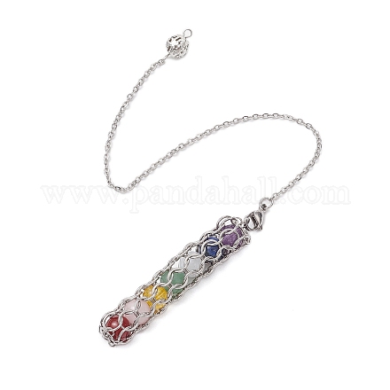 7 чакра круглая лозоходная маятниковая подвеска из натурального аметиста PALLOY-JF03658-02-1