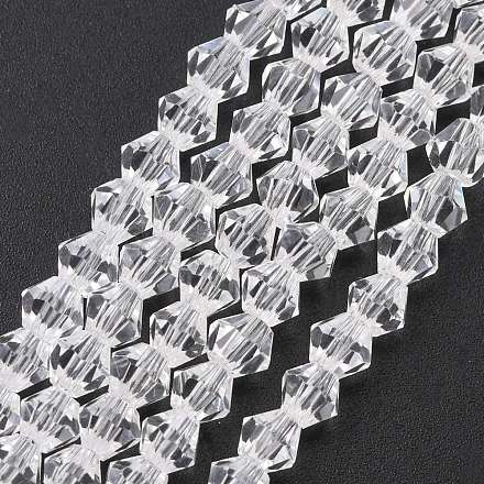 Nachzuahmen österreichischen Kristall Doppelkegel Glasperlen Stränge GLAA-F029-4x4mm-13-1