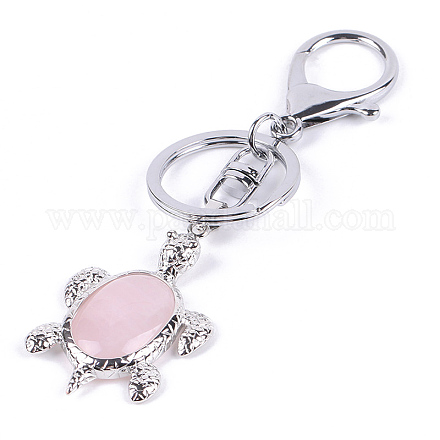 Porte-clés pendentif tortue de mer en quartz rose naturel WG34080-04-1