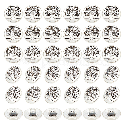 OLYCRAFT 60Pcs Alloy Shank Buttons Tree of Life Pattern Metal Blazer Buttons 14.5mm Antique Silver Vintage Shank Buttons Round Sewing Shank Buttons for Blazer Suits Coat Uniform and Jacket FIND-OC0002-08-1